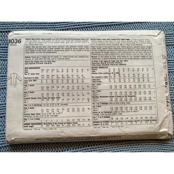 Simplicity 8036 blazer jacket pattern - Picture 3 of 5